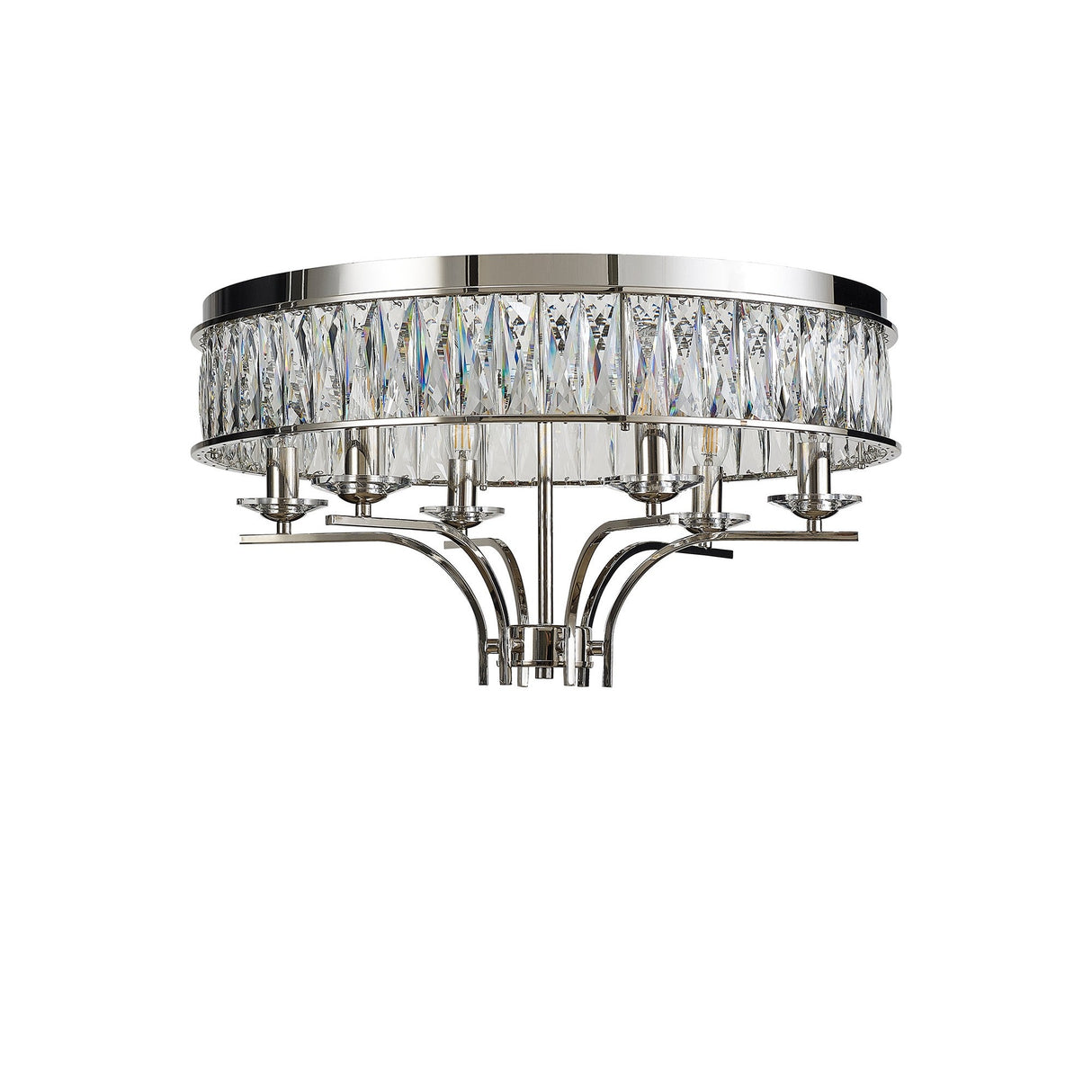 Vivienne 6 Light Crystal Semi-Flush Ceiling Light – Polished Nickel