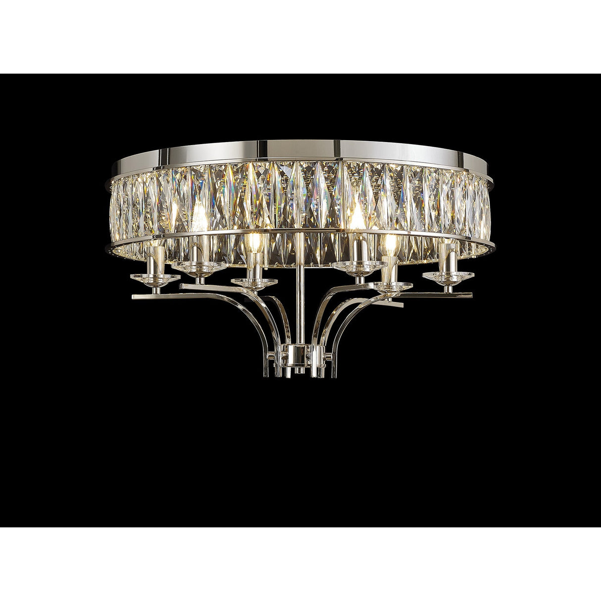 Vivienne 6 Light Crystal Semi-Flush Ceiling Light – Polished Nickel