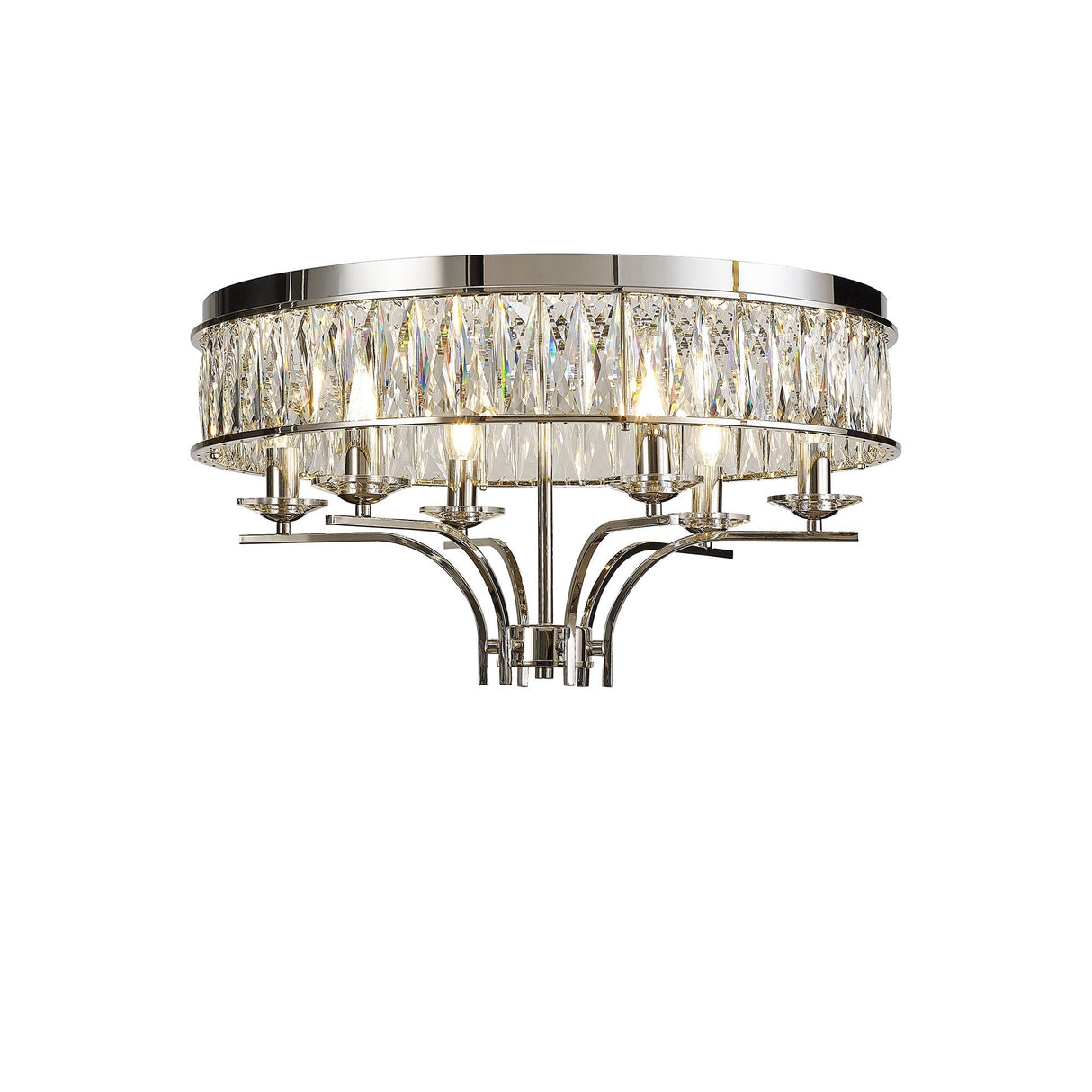 Vivienne 6 Light Crystal Semi-Flush Ceiling Light – Polished Nickel