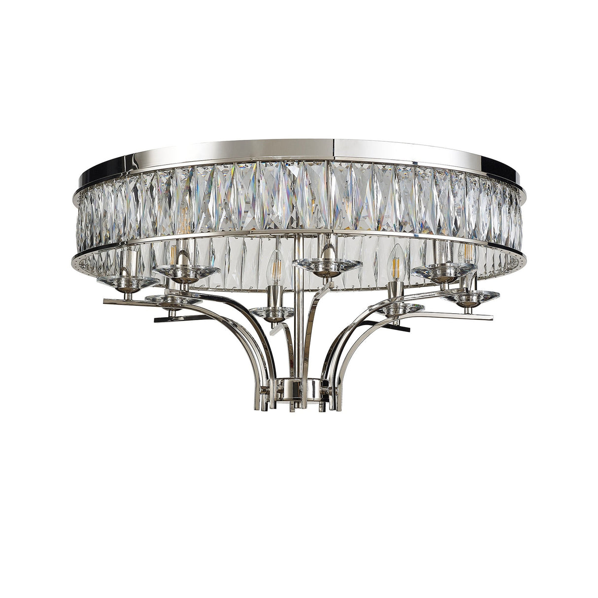 Vivienne 8 Light Crystal Semi-Flush Ceiling Light – Polished Nickel