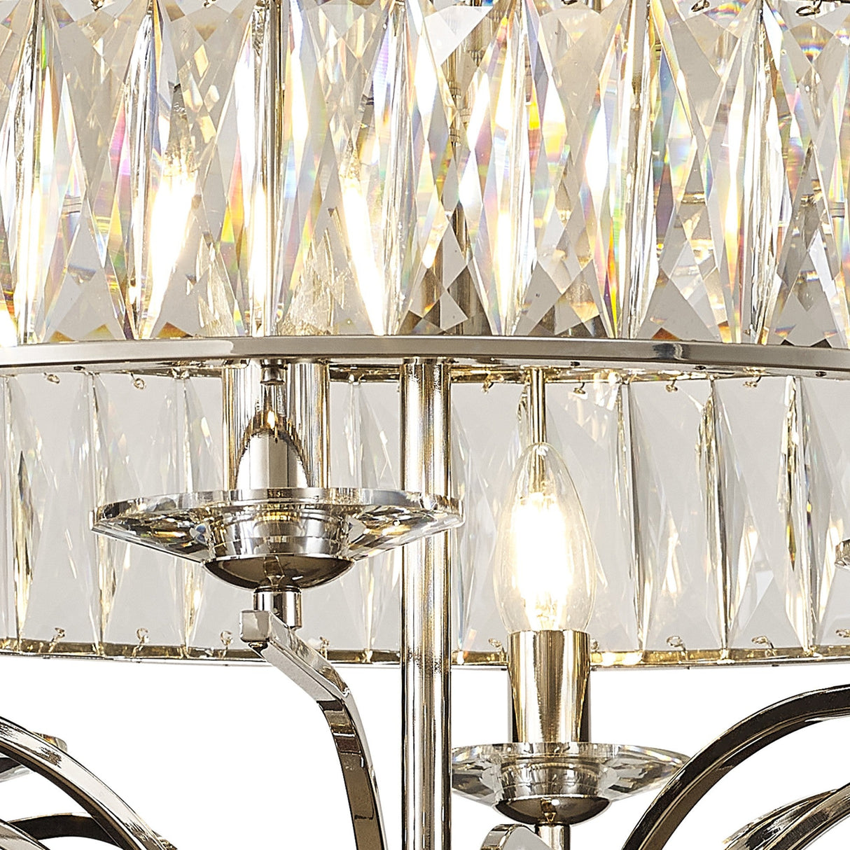 Vivienne 8 Light Crystal Semi-Flush Ceiling Light – Polished Nickel