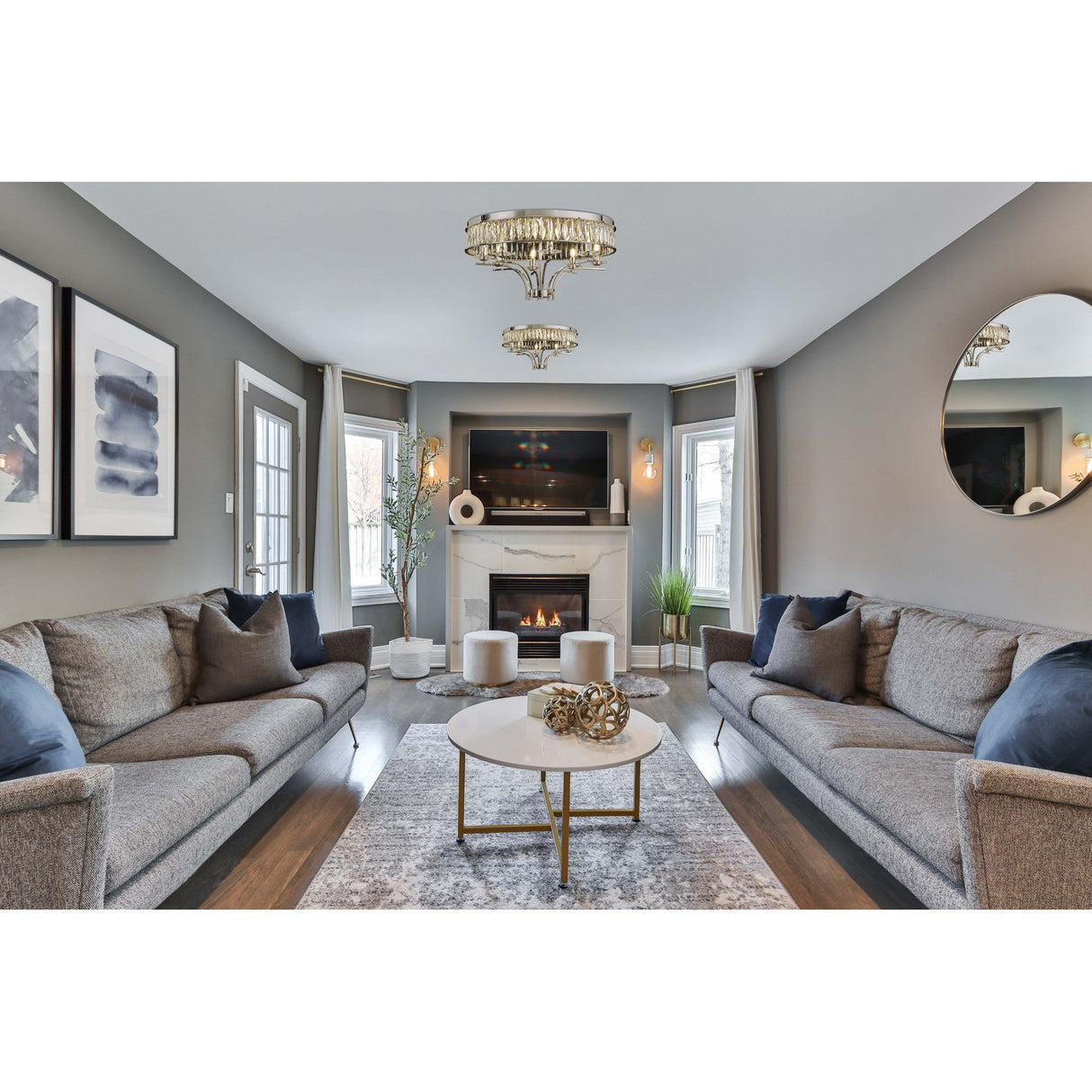 Vivienne 8 Light Crystal Semi-Flush Ceiling Light – Polished Nickel