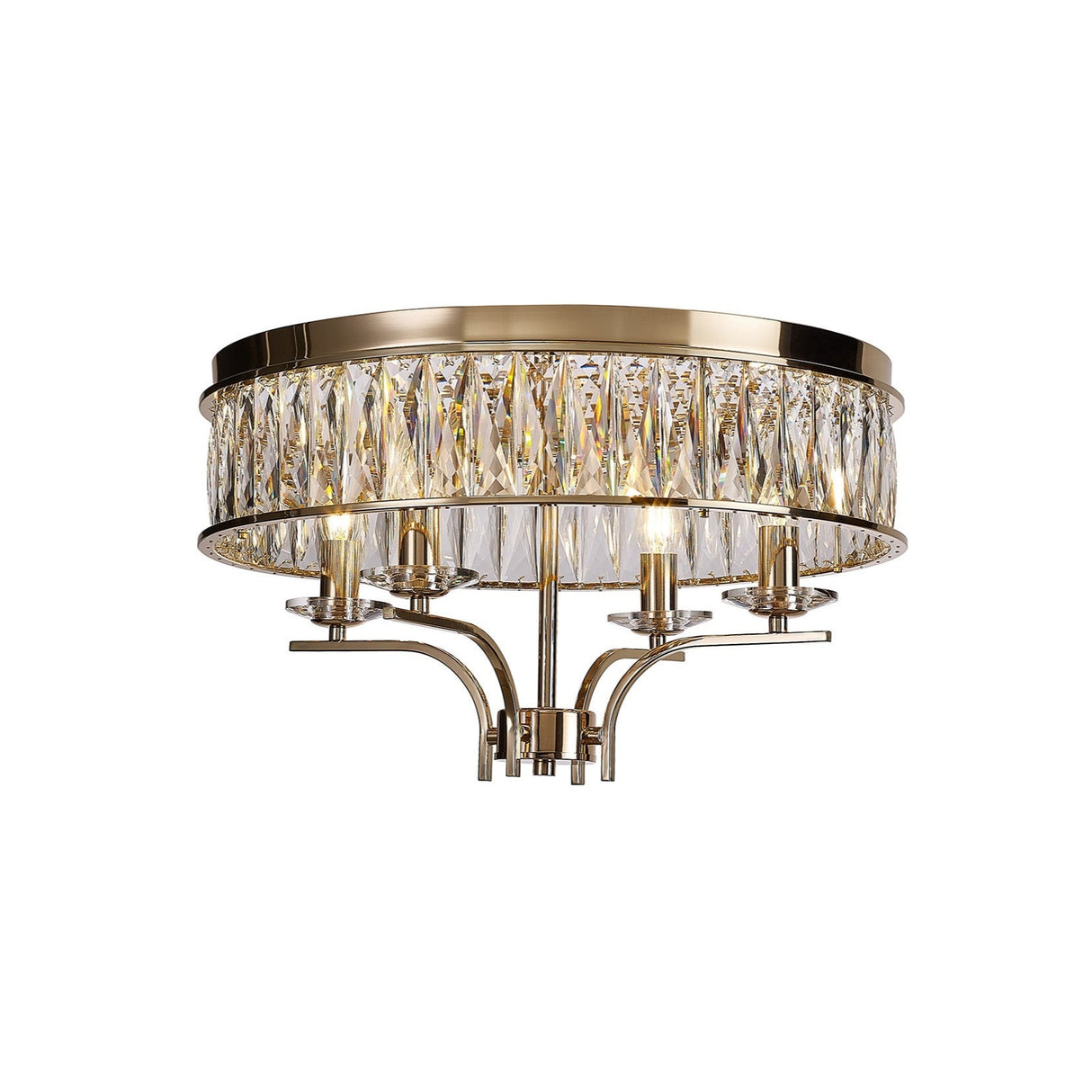 Vivienne 4 Light Crystal Semi-Flush Ceiling Light – French Gold