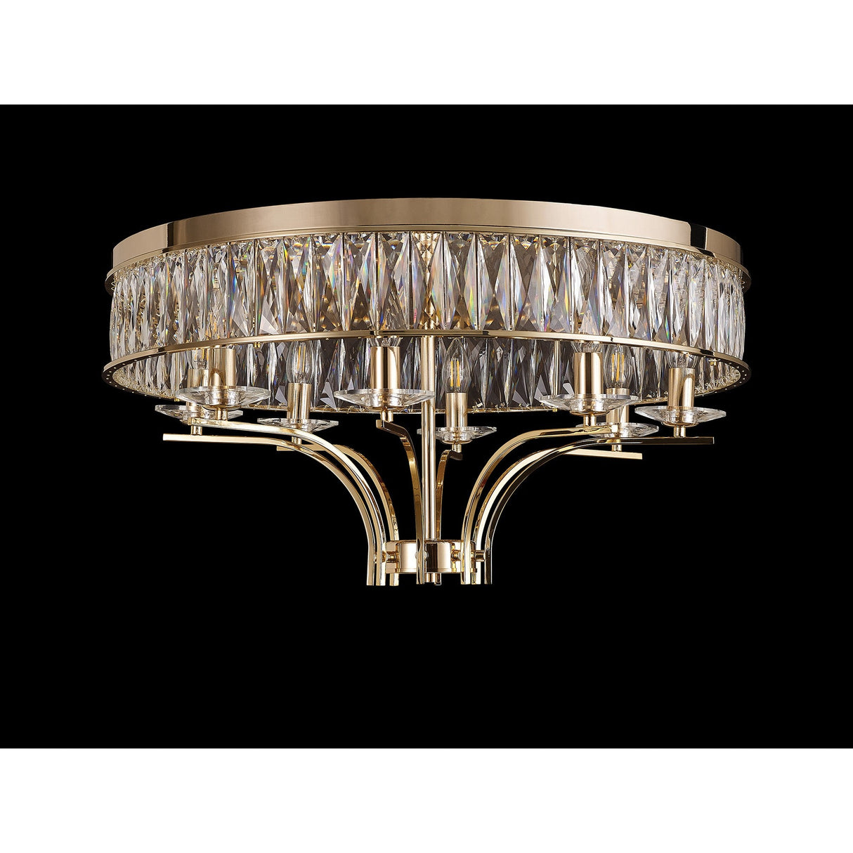 Vivienne 8 Light Crystal Semi-Flush Ceiling Light – French Gold