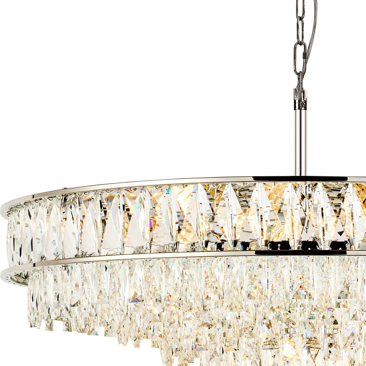 Vivienne 70cm 11 Light Crystal Chandelier/Semi Flush - Polished Nickel