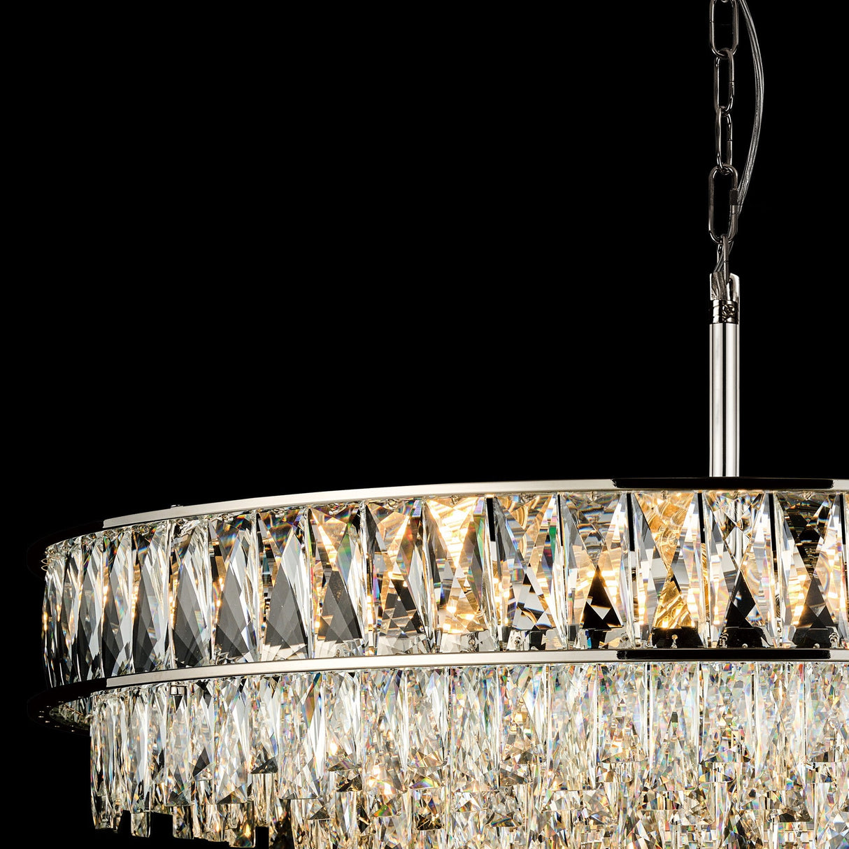 Vivienne 70cm 11 Light Crystal Chandelier/Semi Flush - Polished Nickel