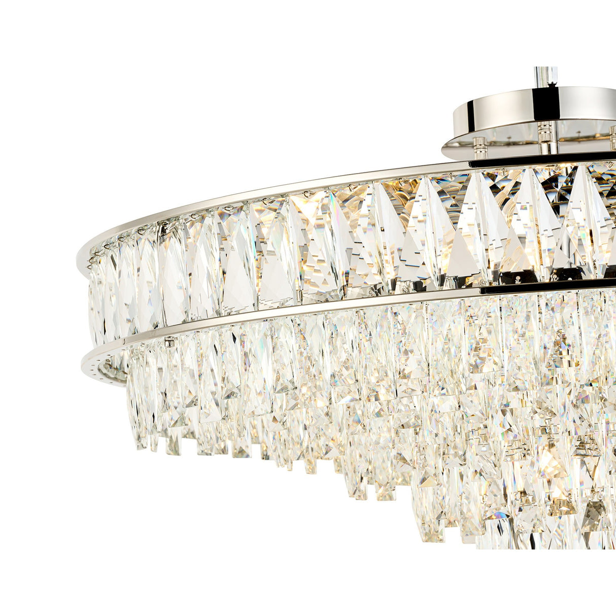 Vivienne 70cm 11 Light Crystal Chandelier/Semi Flush - Polished Nickel