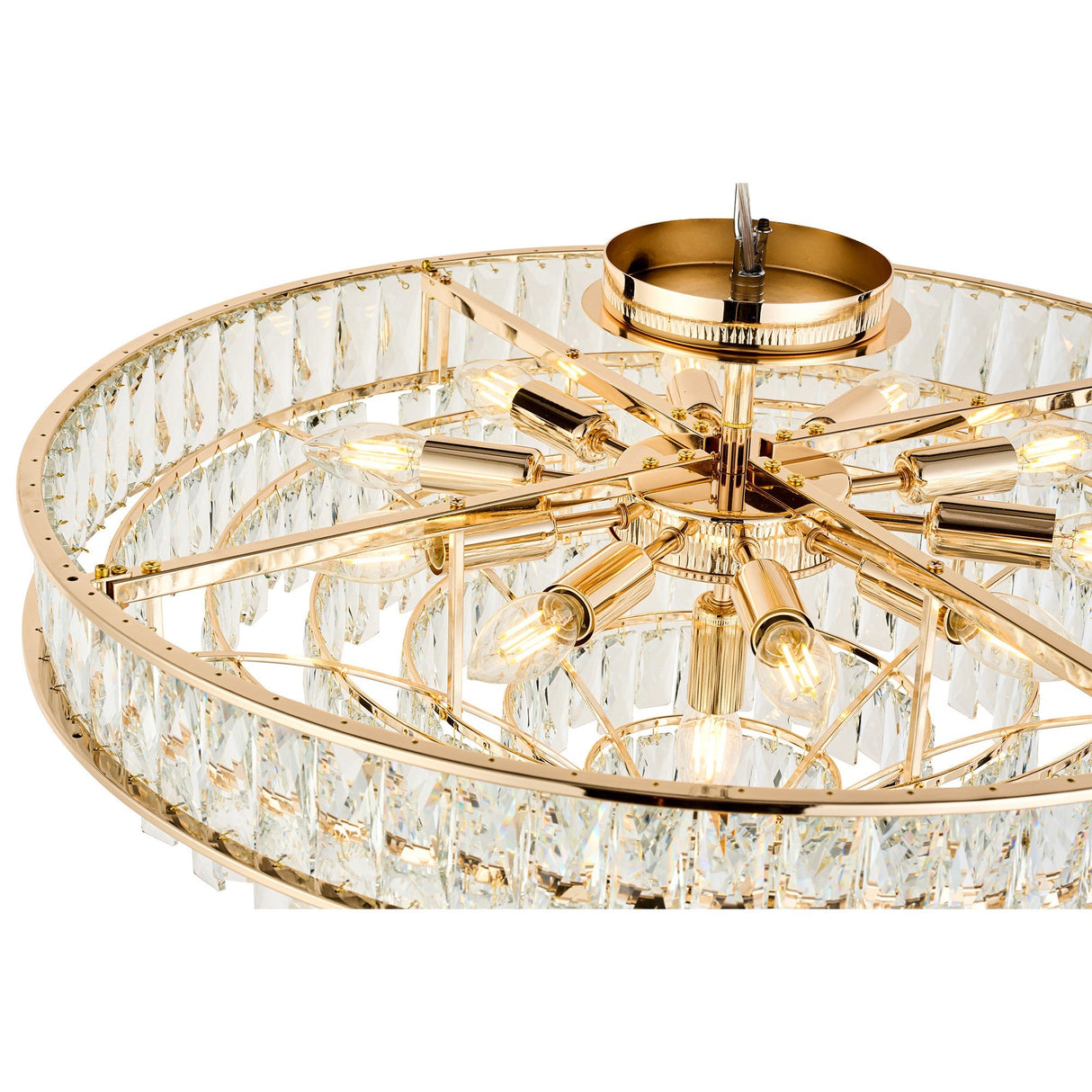Vivienne 70cm 11 Light Crystal Chandelier/Semi Flush - French Gold