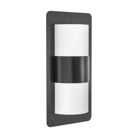 Vonvena outdoor wall light with a rounded anthracite steel backplate, curved white plastic diffuser and central dark band, 2-light E27 design, shown on a plain white background.