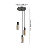 Vornessa Glass 3 Light Pendant - Black