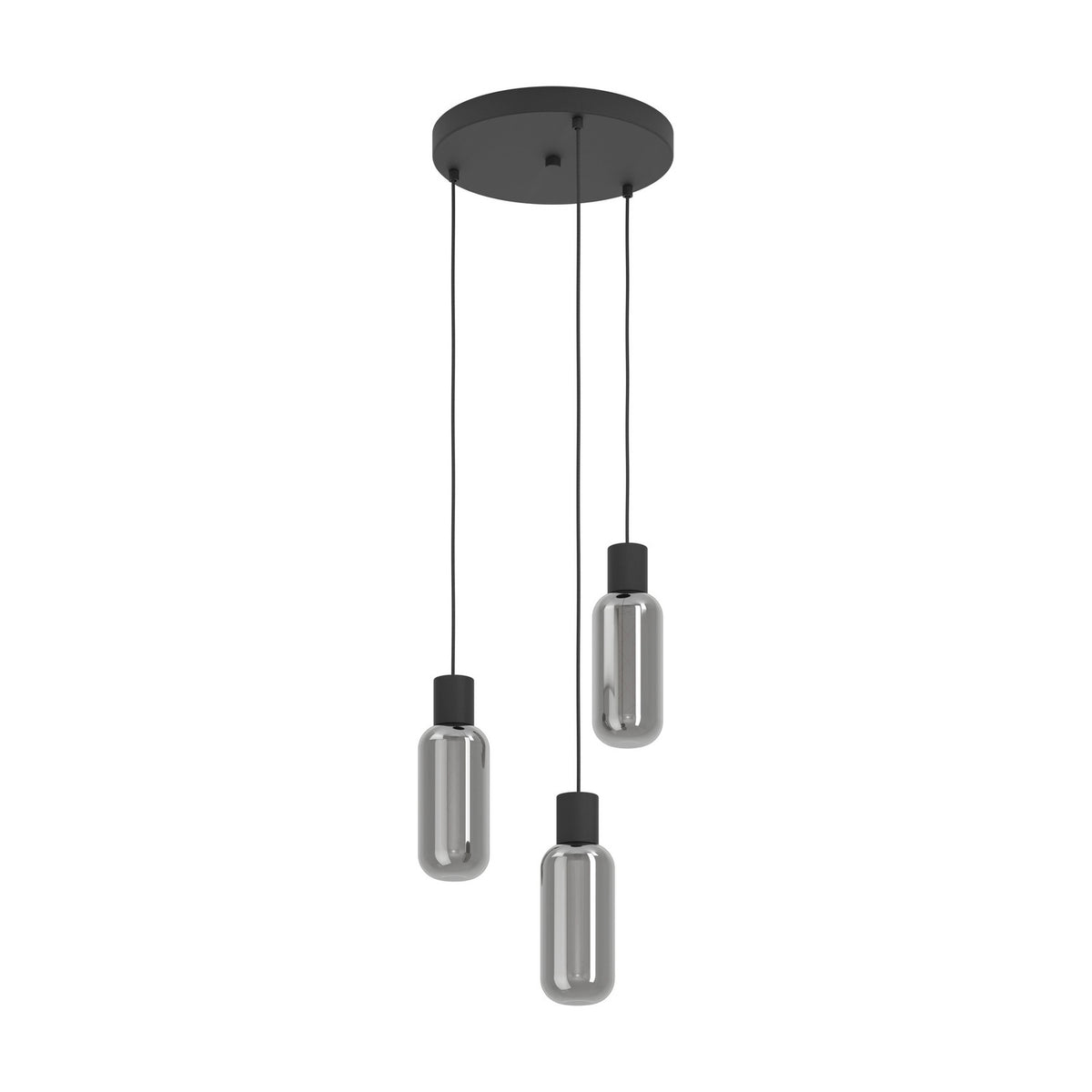 Vornessa Glass 3 Light Pendant - Black