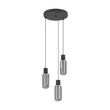 Vornessa Glass 3 Light Pendant - Black