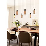 Vornessa Glass 6 Light Linear Pendant Light - Black