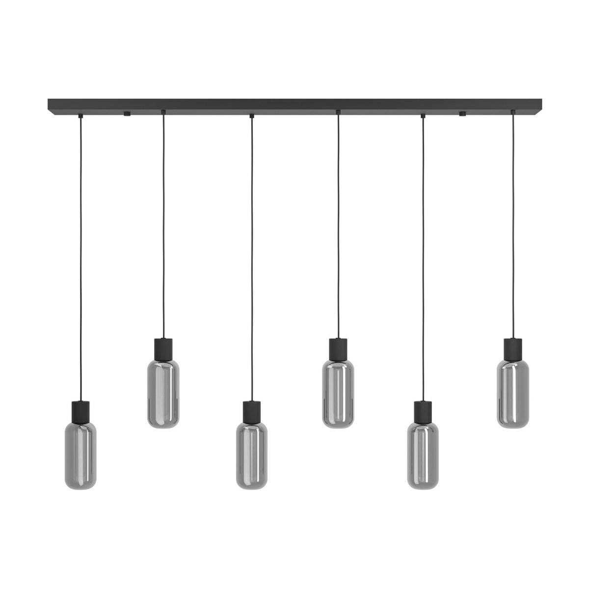 Vornessa Glass 6 Light Linear Pendant Light - Black