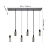 Vornessa Glass 6 Light Linear Pendant Light - Black