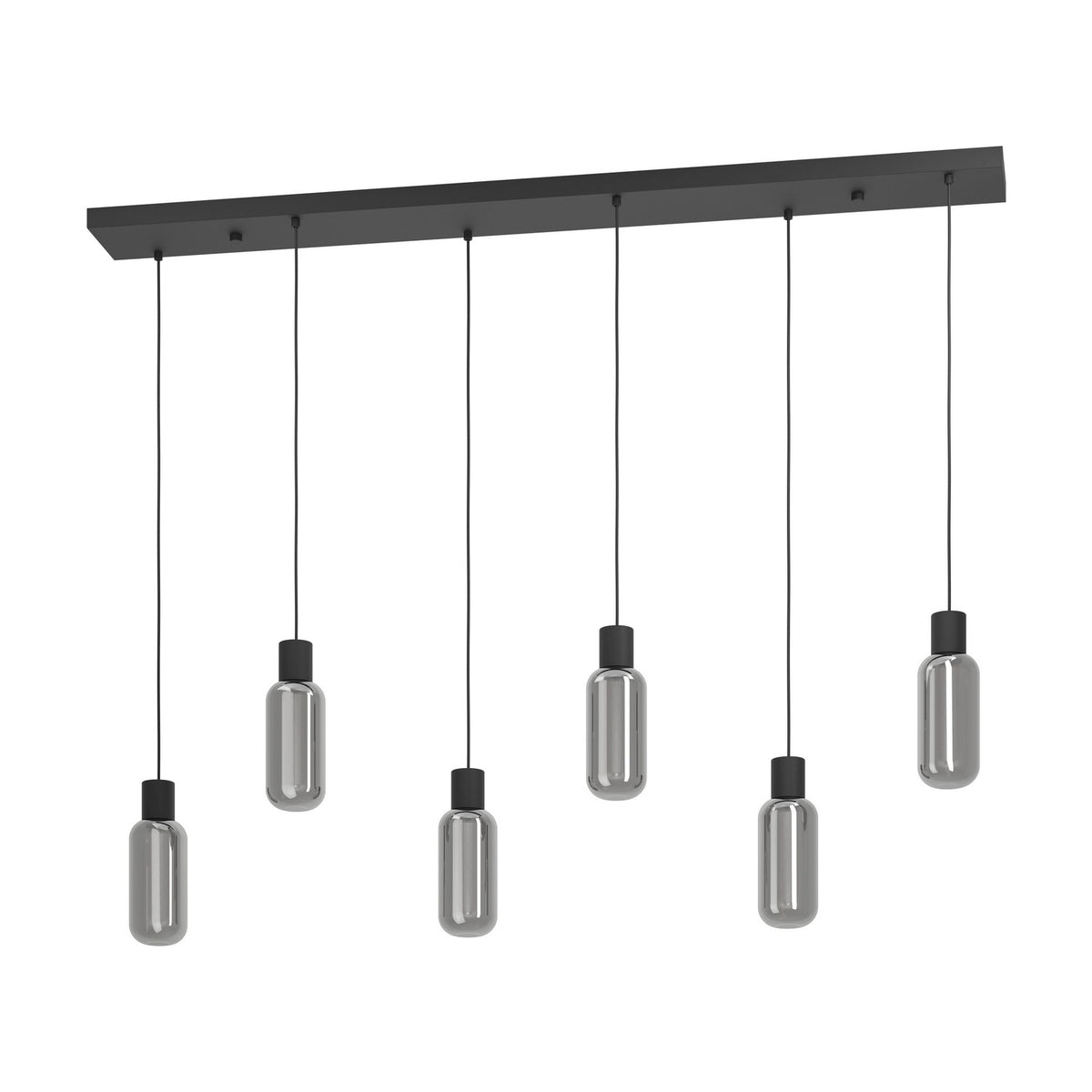 Vornessa Glass 6 Light Linear Pendant Light - Black