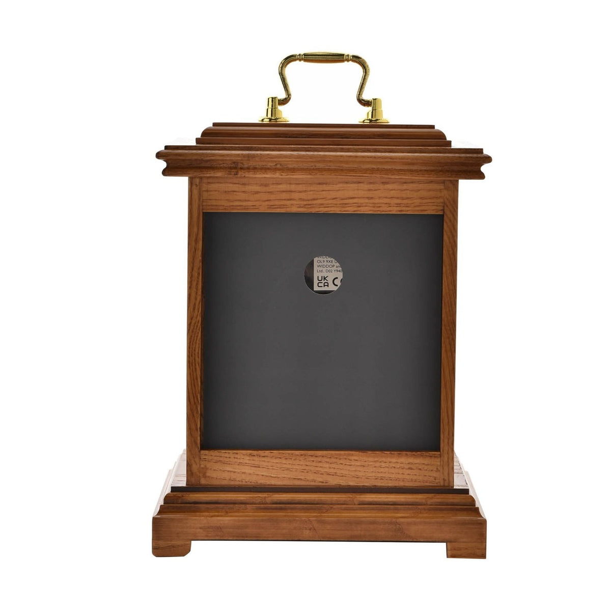 Lantern Style Quartz Wooden Mantel Clock with Handle - Oak