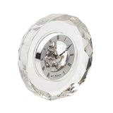 Round K9 Crystal Mantel Clock with Skeleton Roman Dial - Clear