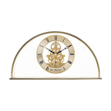 Arch Skeleton Mantel Clock with Roman Numeral Dial - Gold