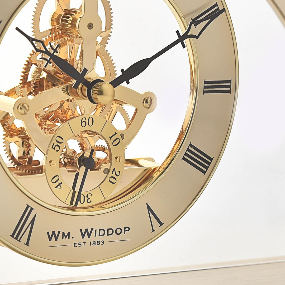 Arch Skeleton Mantel Clock with Roman Numeral Dial - Gold