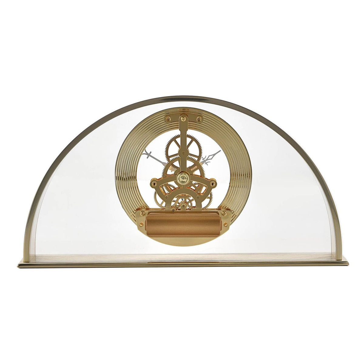 Arch Skeleton Mantel Clock with Roman Numeral Dial - Gold