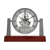 Searchlight Style Mantel Clock with Skeleton Movement - Silver