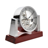 Searchlight Style Mantel Clock with Skeleton Movement - Silver