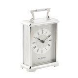 Rectangular Carriage Mantel Clock with Roman Dial - Silver