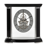 Square Skeleton Movement Piano Wood Mantel Clock 20cm - Black