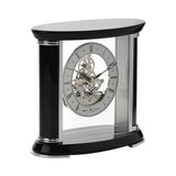 Square Skeleton Movement Piano Wood Mantel Clock 20cm - Black
