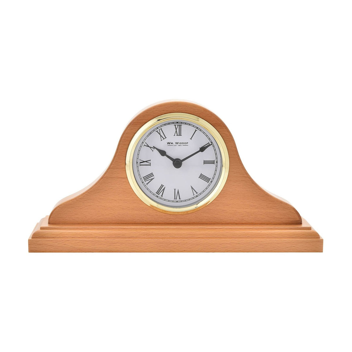 Napoleon Wooden Mantel Clock with Roman Numeral Dial - Beech