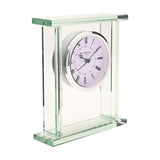 Glass Mantel Clock with Roman Dial and Silver Bezel - Clear