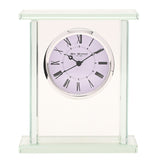 Glass Mantel Clock with Roman Dial and Silver Bezel - Clear