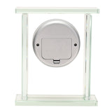 Glass Mantel Clock with Roman Dial and Silver Bezel - Clear