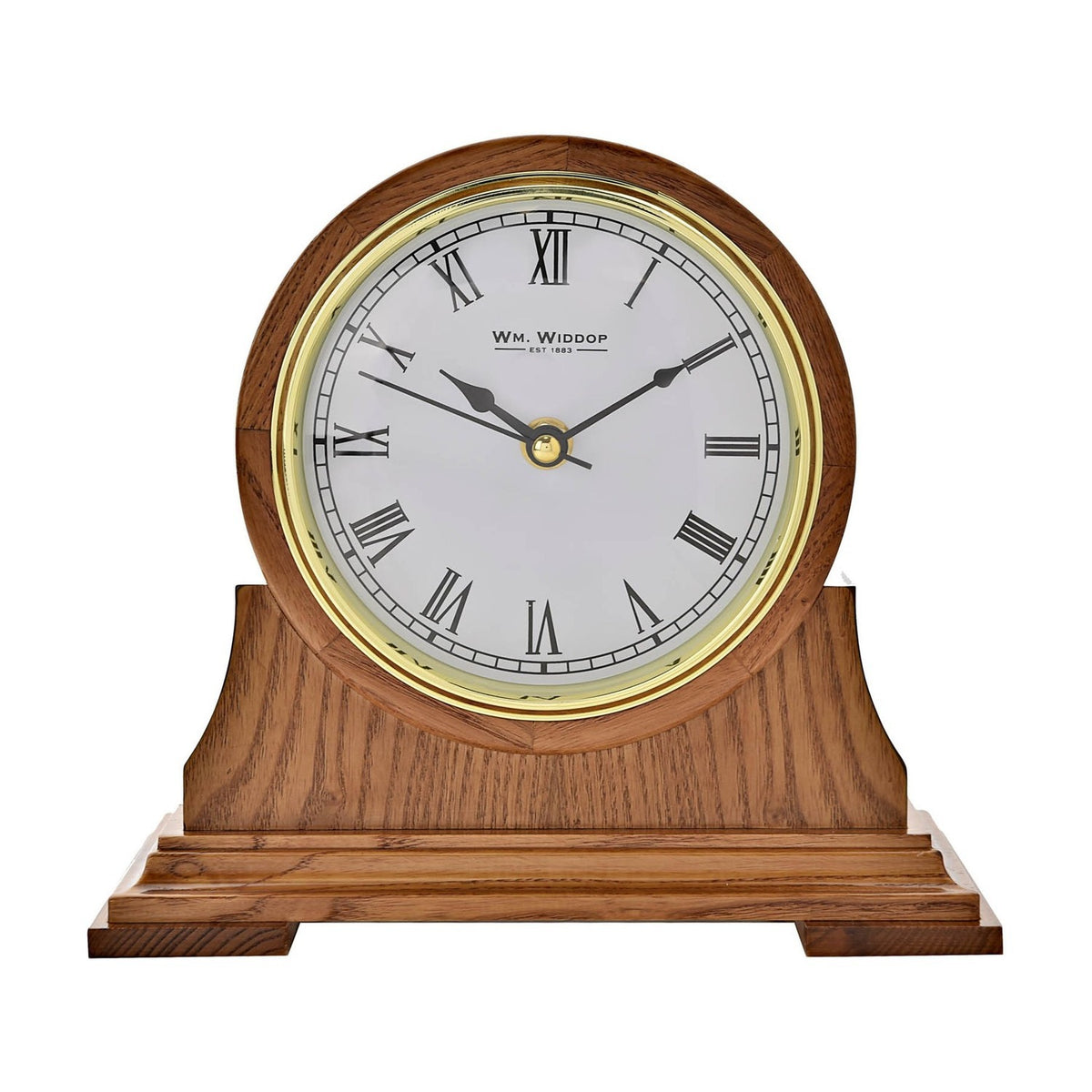 Wooden Barrel Mantel Clock with Roman Numerals 23cm - Walnut