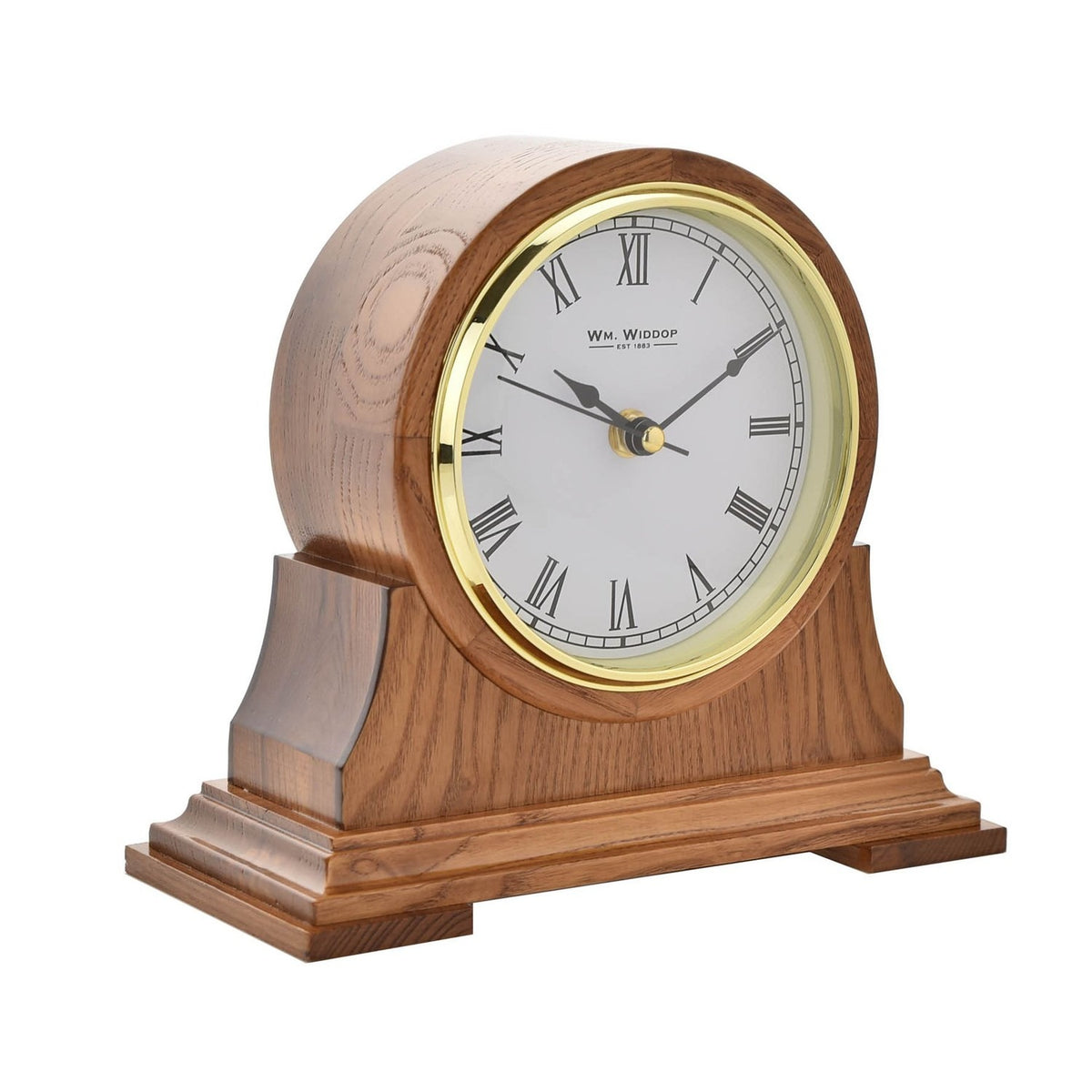 Wooden Barrel Mantel Clock with Roman Numerals 23cm - Walnut