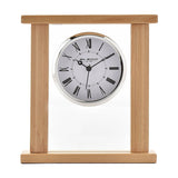 Roman Dial Wood & Glass Mantel Clock with Silver Bezel - Beech