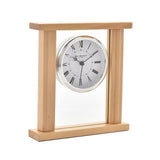 Roman Dial Wood & Glass Mantel Clock with Silver Bezel - Beech