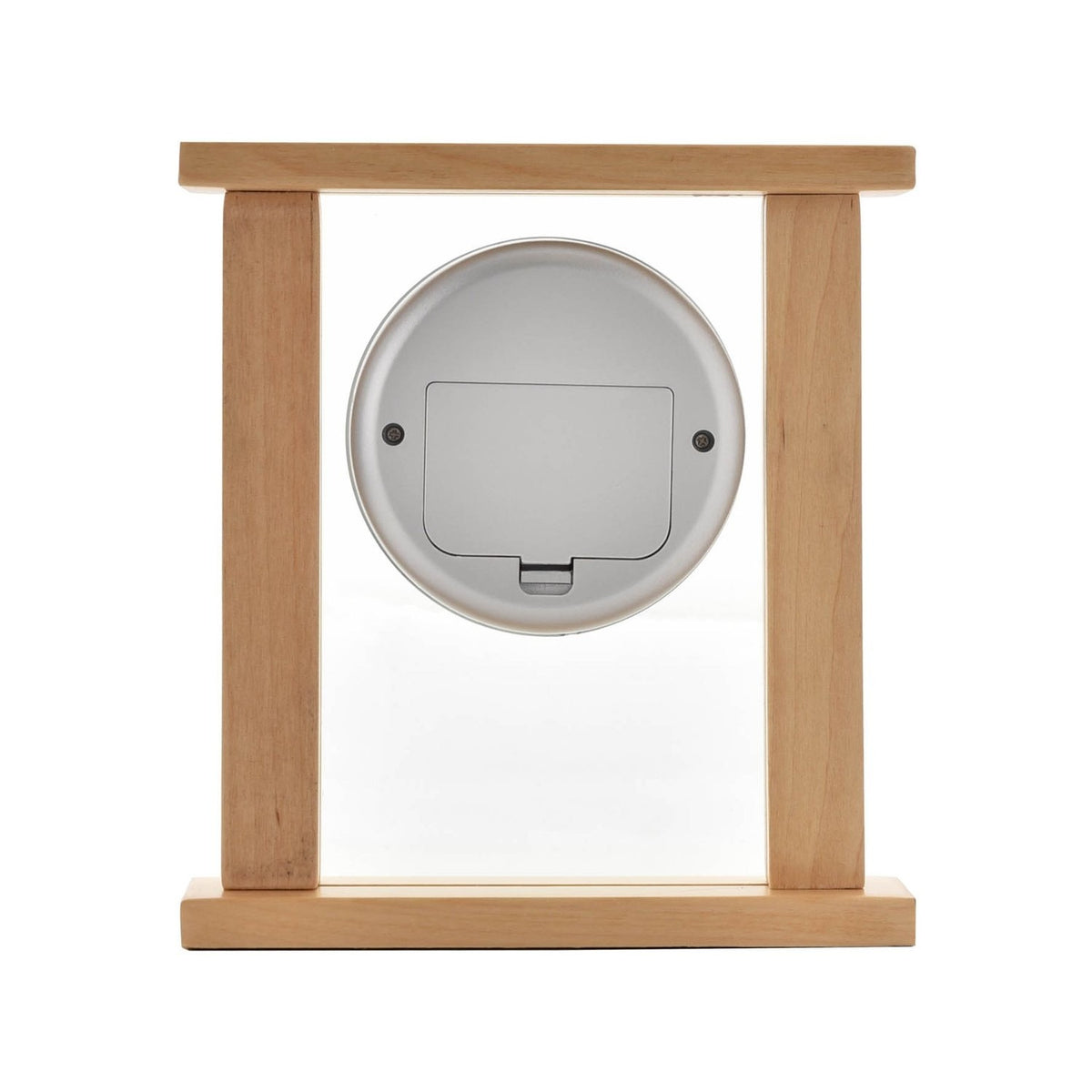 Roman Dial Wood & Glass Mantel Clock with Silver Bezel - Beech