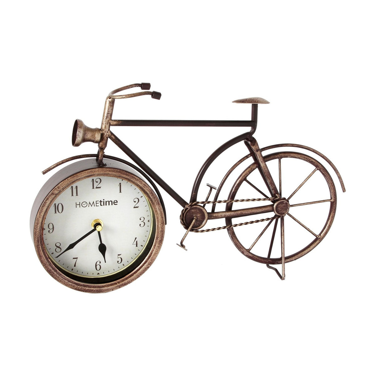 Bicycle Metal Mantel Clock with Arabic Dial - Antique Brass