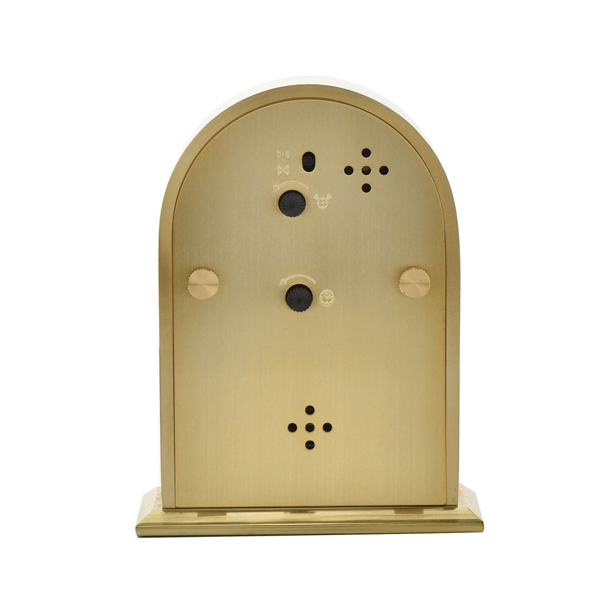 Arched Aluminium Case Mantel Clock with Thermometer - Gold