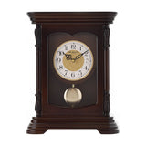 Wooden Mantel Clock with Pendulum and Arabic Numerals - Brown