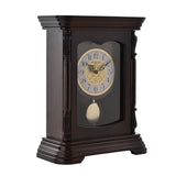 Wooden Mantel Clock with Pendulum and Arabic Numerals - Brown
