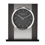 Rectangular Glass and Brushed Aluminium Mantel Clock - Black