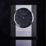 Rectangular Glass and Brushed Aluminium Mantel Clock - Black