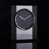 Rectangular Glass and Brushed Aluminium Mantel Clock - Black