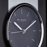 Rectangular Glass and Brushed Aluminium Mantel Clock - Black