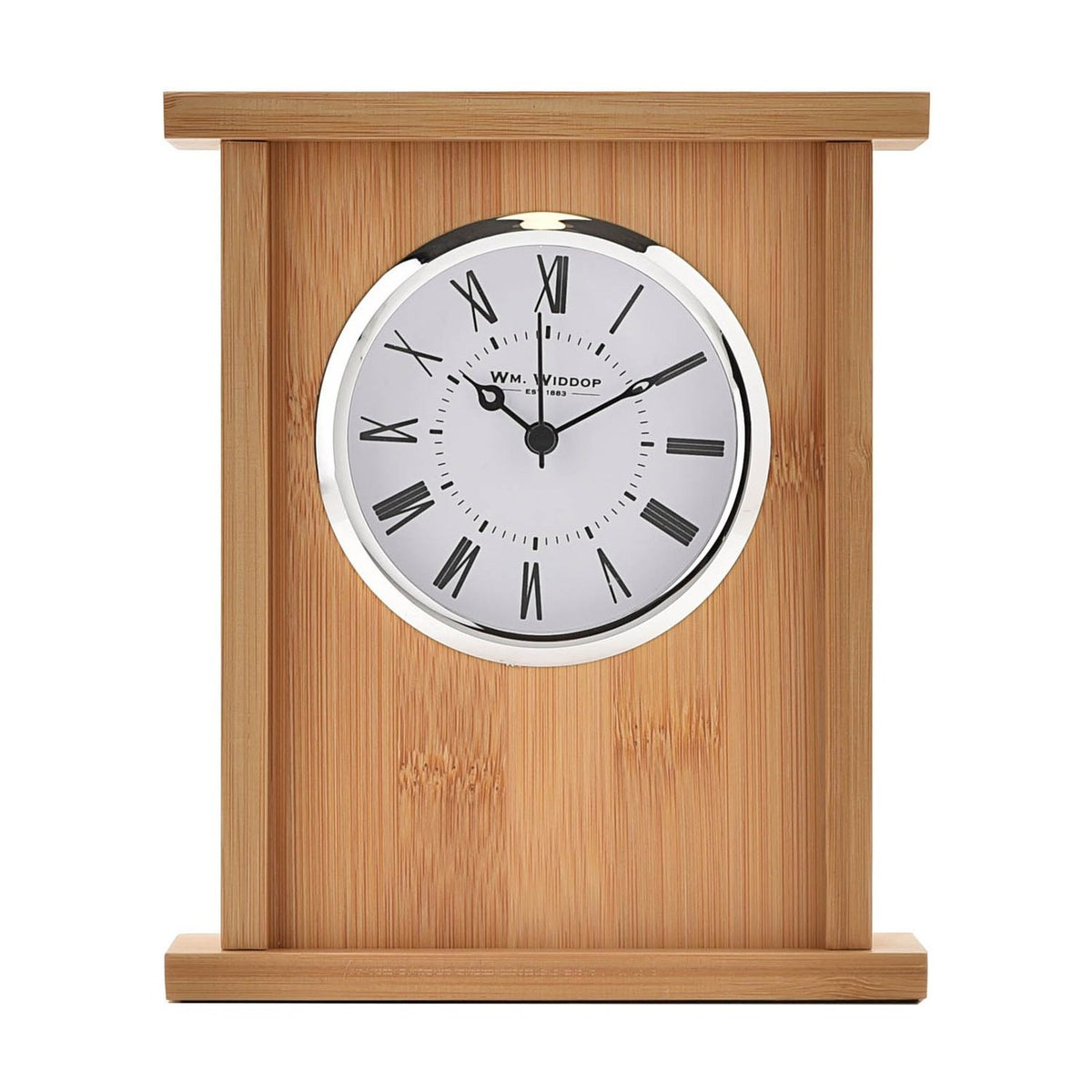 Rectangular Bamboo Wood Mantel Clock with Roman Dial - Oak