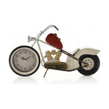 Distressed Vintage Motorcycle Mantel Clock - White & Red