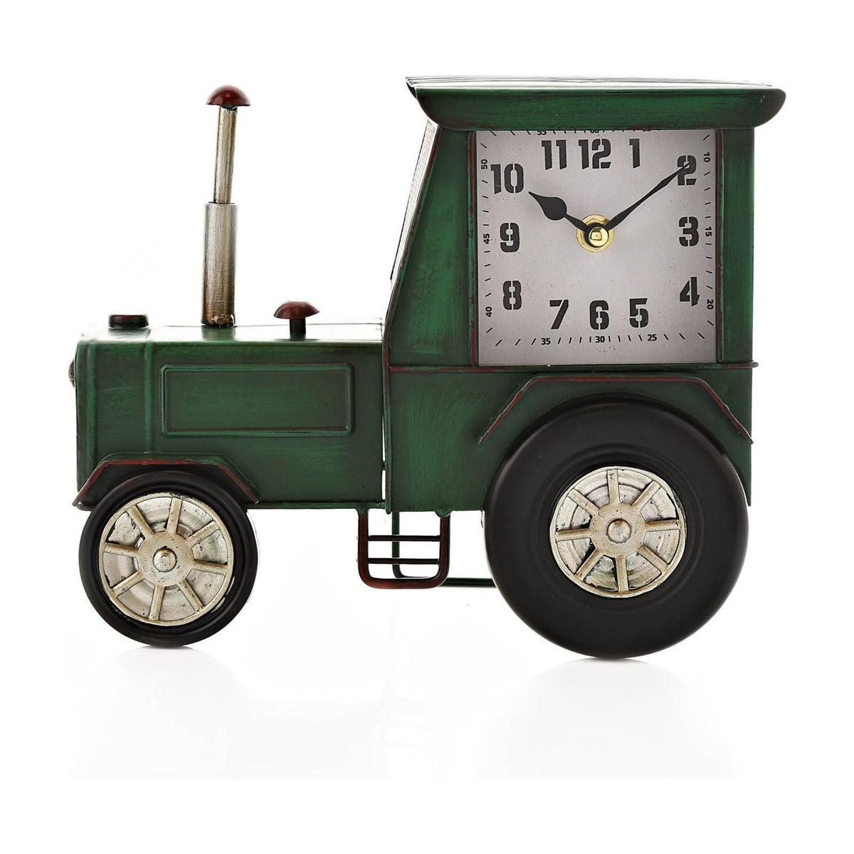 Distressed Tractor Mantel Clock with Square Dial - Green